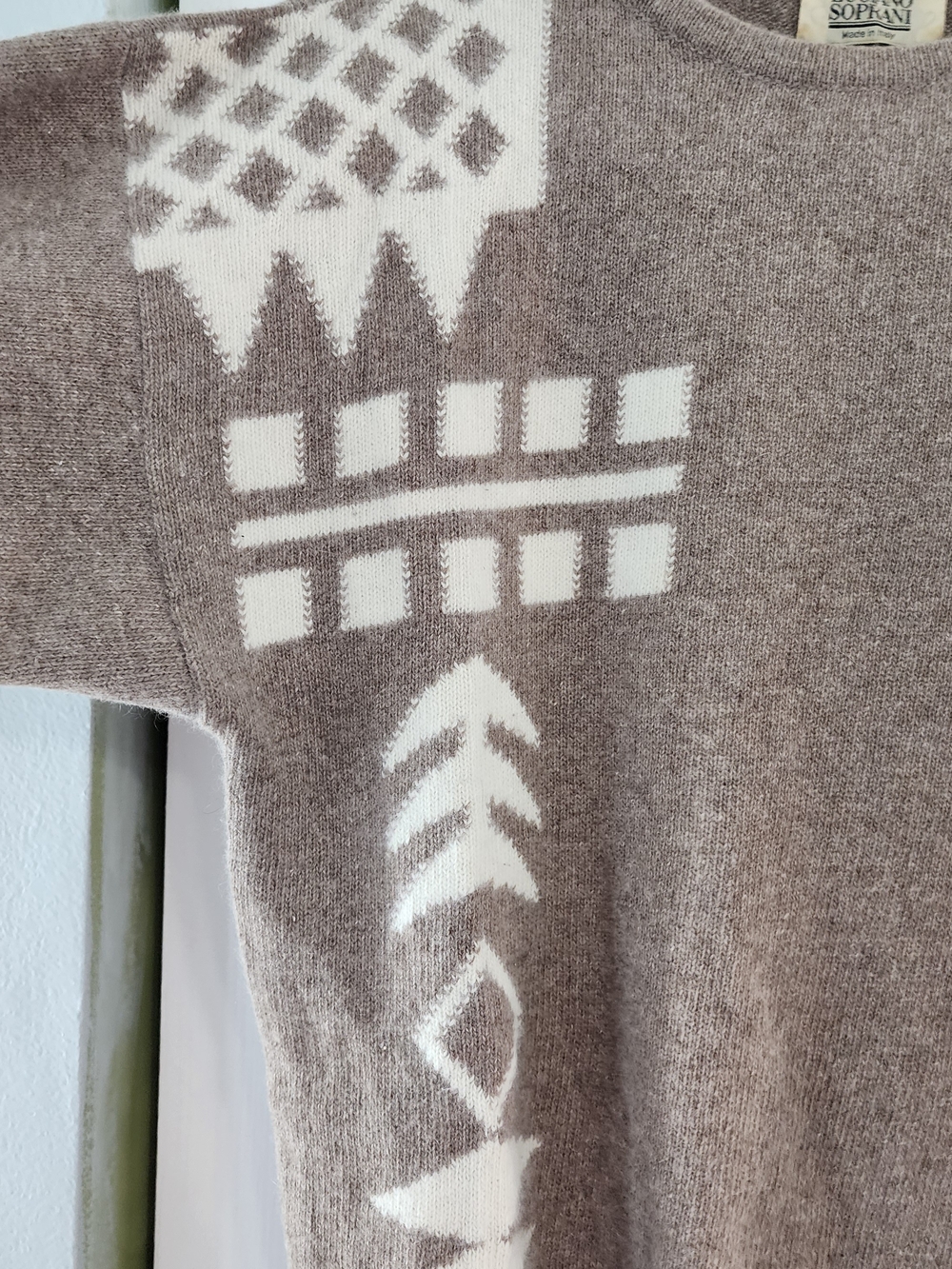 Vintage Luciano Soprani Wool Blend Geometric Sweater Made in Italy Size 42 - Picture 2 of 14